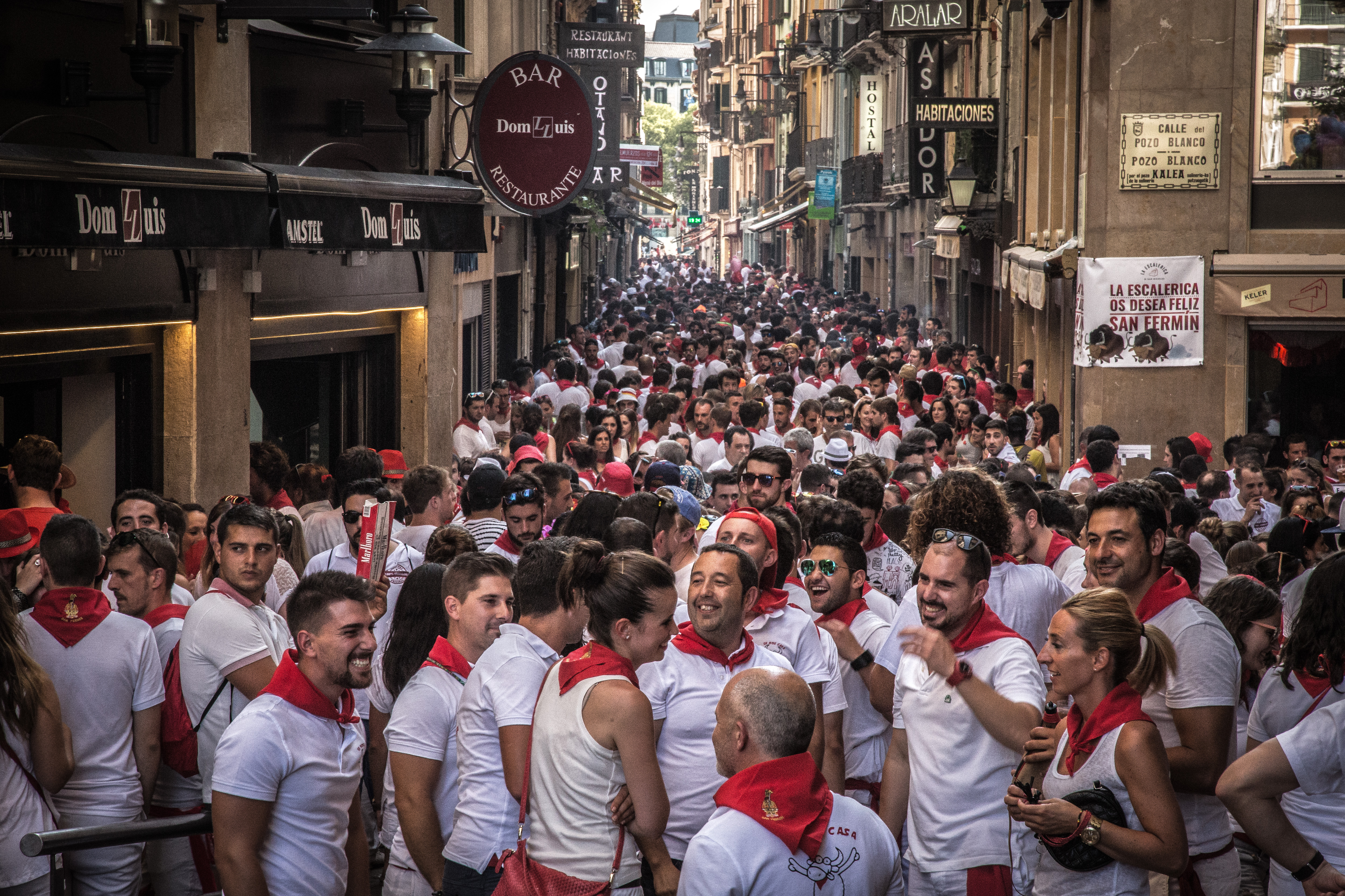 Lot of people in Estafeta Street during San Fermín